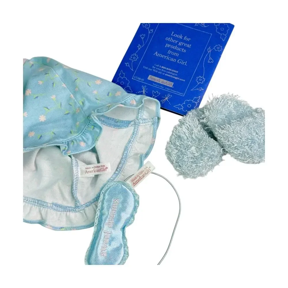 American Girl Today Blue Floral Nightgown Slippers Sleep Mask Pajama Party Pages